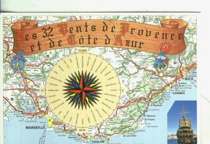 Postal 4347 : La Rose des Vents de Provence et de cote azur