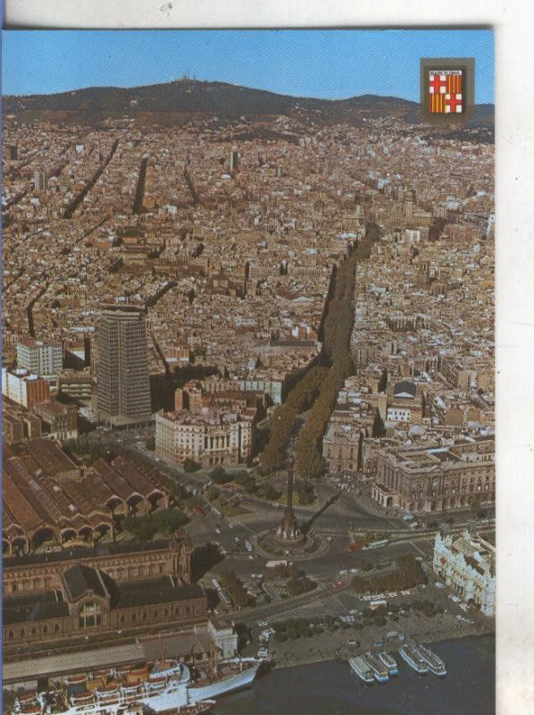Postal 4935 : Vista General y Las Ramblas de Barcelona