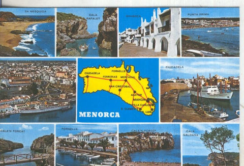Postal 5176 : Vistas y plano de Menorca