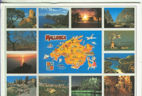 Postal 5230 : Vistas varias de Mallorca con plano isla