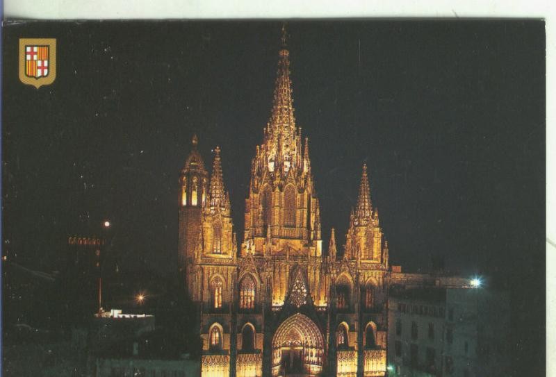 Postal 5236 : Vista nocturna de la Catedral de Barcelona