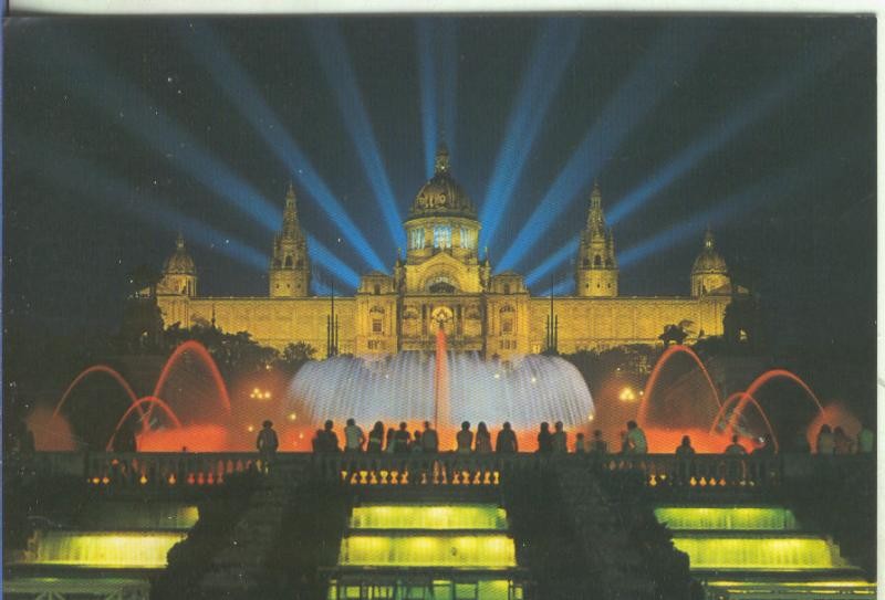 Postal 5241 : Fuentes y Palacio Nacional en Montjuich (Barcelona)