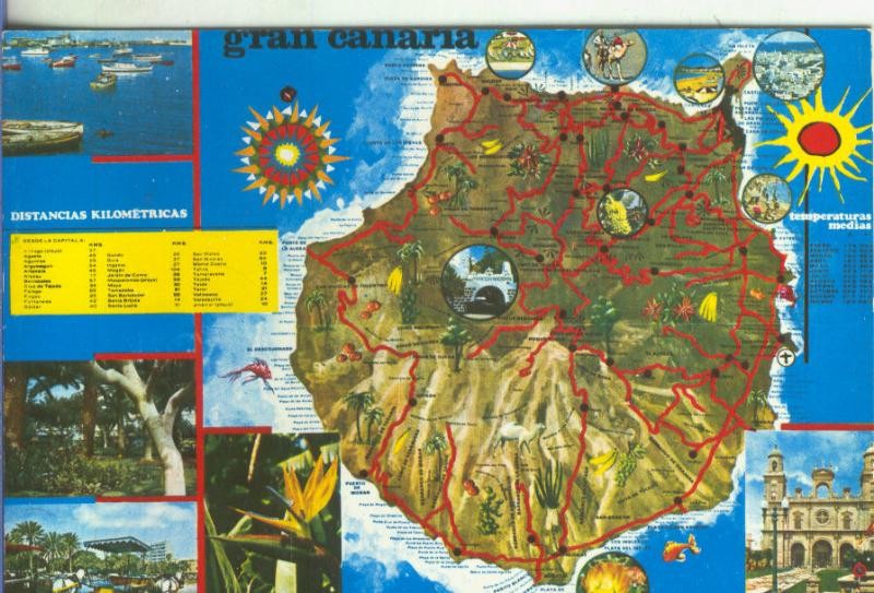Postal 5244 : Plano y Vistas de Gran Canaria