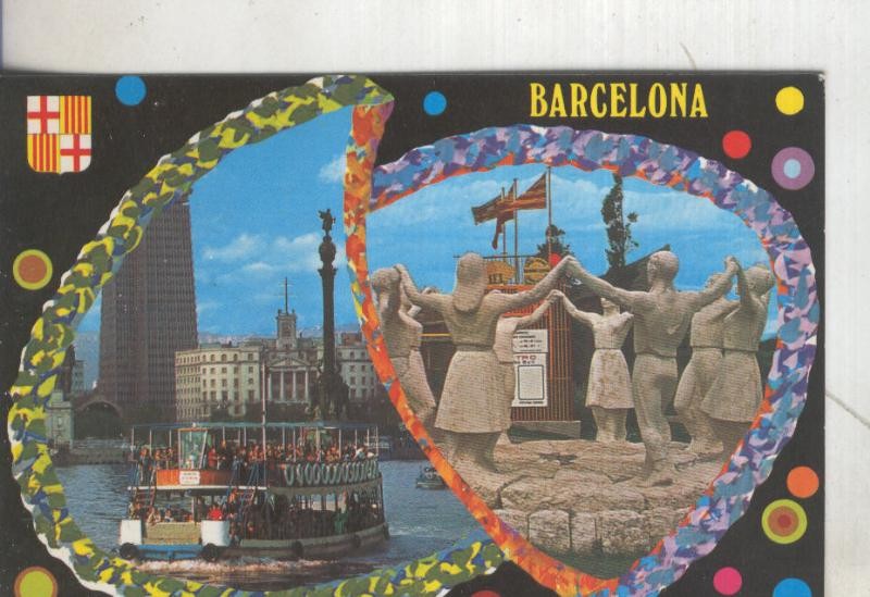 Postal 5423 : Golondrina y monumento Sardana de Barcelona