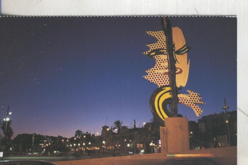 Postal 5503 : Escultura de Roy Lichtenstein en Paseo de Colon de Barcelona