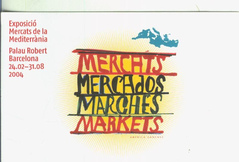 Postal 5596 : Propaganda exposicion mercats de la mediterranea, palau robert, Barcelona