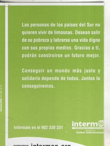 Postal 5672 : Propaganda de www.intermon.org