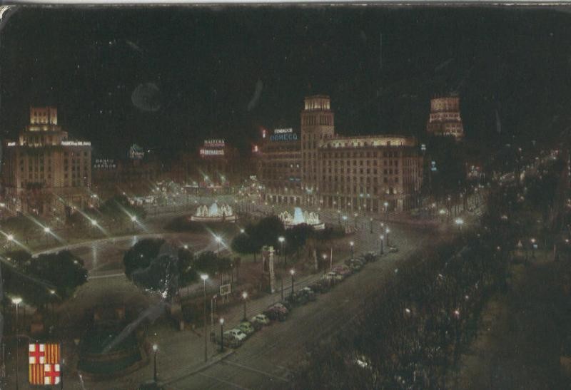 Postal 5719 : Vista noctura de la plaza de catalunya (Barcelona)