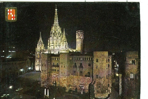 Postal 6093 : Vista nocturna de la catedral de Barcelona