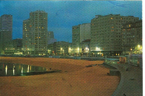 Postal 6251 : Vista nocturna de la playa de Riazor, Coruña