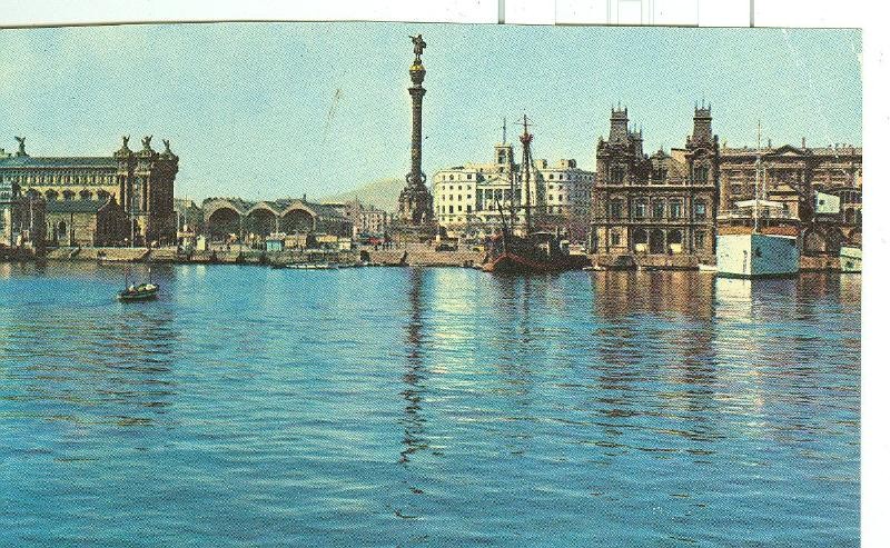 Postal 6410 : Monumento a Colon y embarcadero, Barcelona