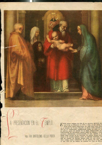 Lamina numerada 001: Sagrada Famila: La presentacion en el templo (Fra Bartolome Della Porta)