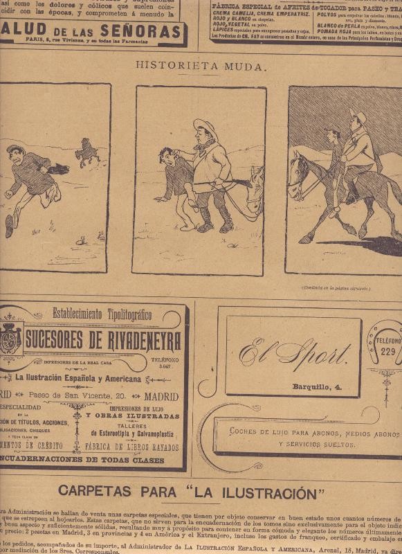 Lamina numerada 104: Pagina La Ilustracion Española sobrecubierta trasera