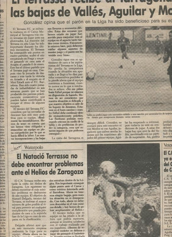 Lamina numerada 105: Pagina Deportes Diario de Terrassa 11 febrero 1989