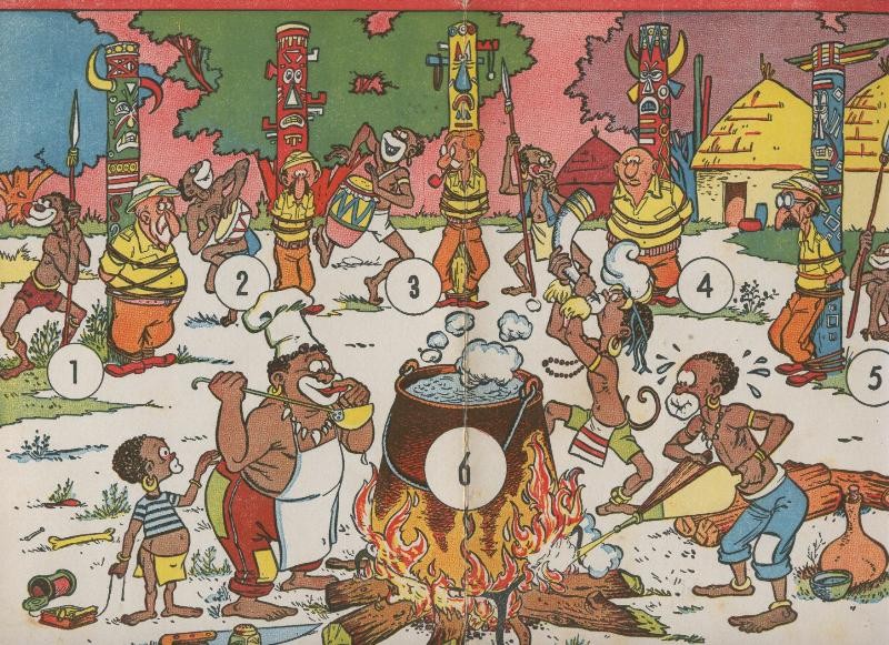 Carton Juegos Reunidos Geyper: Merienda de Negros, dibujo de Karpa 
