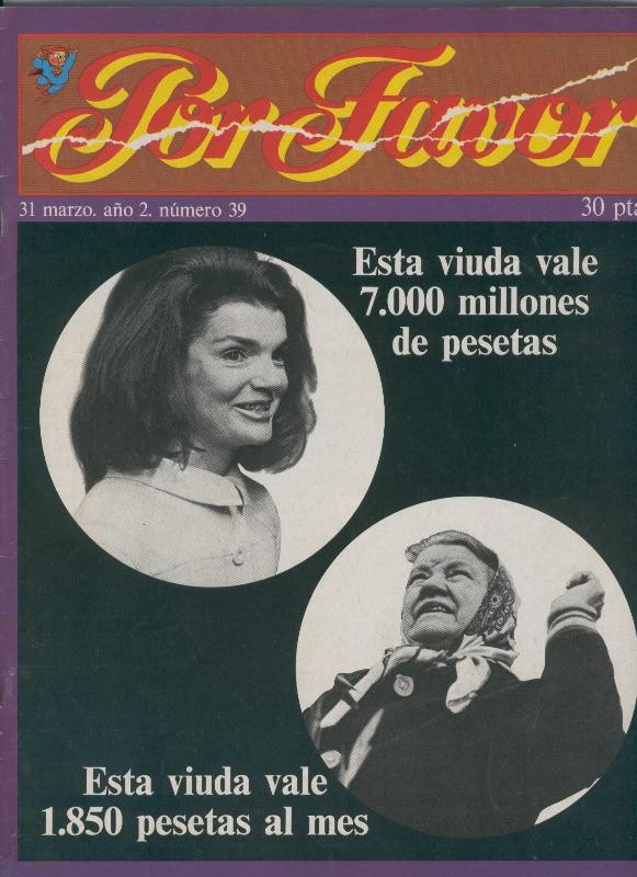 Por Favor numero 039,  31 marzo 1975: Esta viudad (Jackeline Kennedy) vale 7.000 millones de pesetas