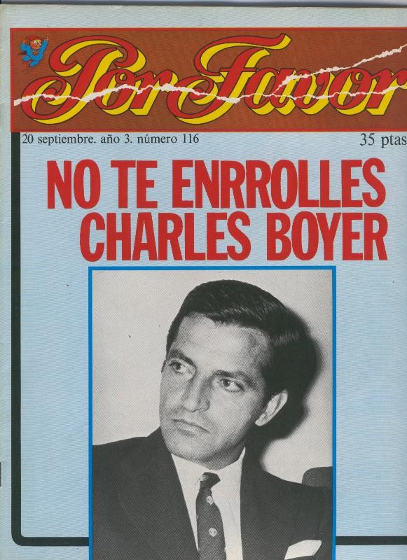 Por Favor numero 116, 20 septiembre 1976: No te enfades Charles Boyer