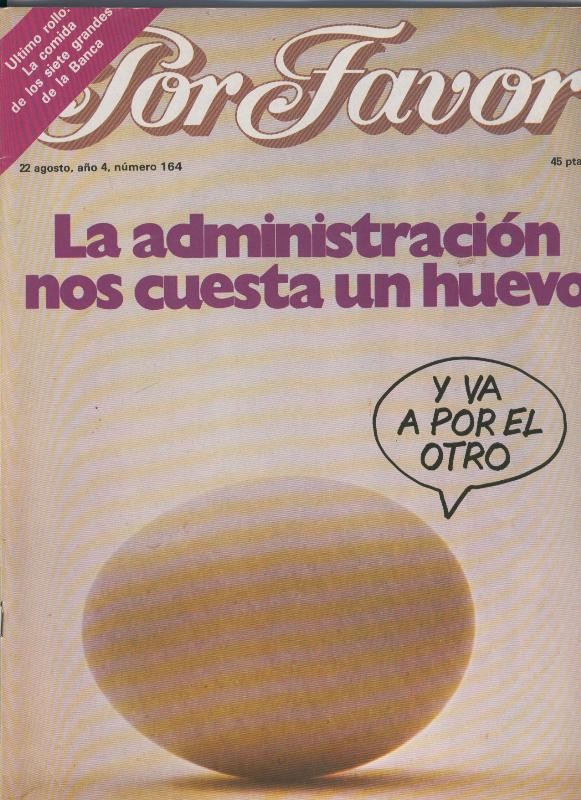 Por Favor numero 164,  22 agosto 1977: la administracion nos cuesta un huevo
