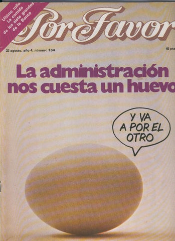 Por Favor numero 164,  22 agosto 1977: la administracion nos cuesta un huevo