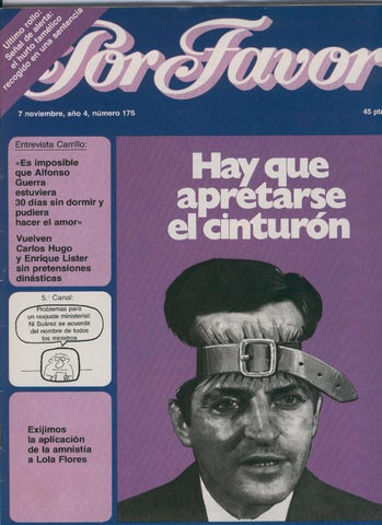Por Favor numero 175,  7 noviembre 1977: Hay que apretarse el cinturon
