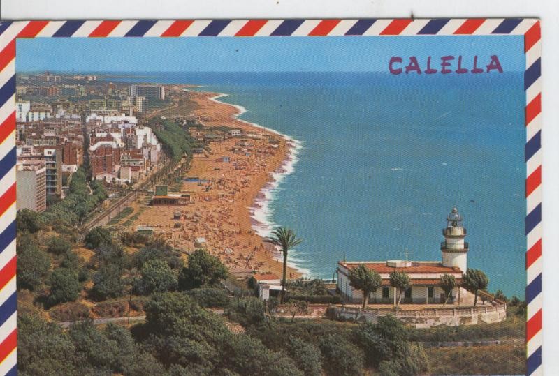 Postal 07479 : Faro y playa de Calella, Barcelona