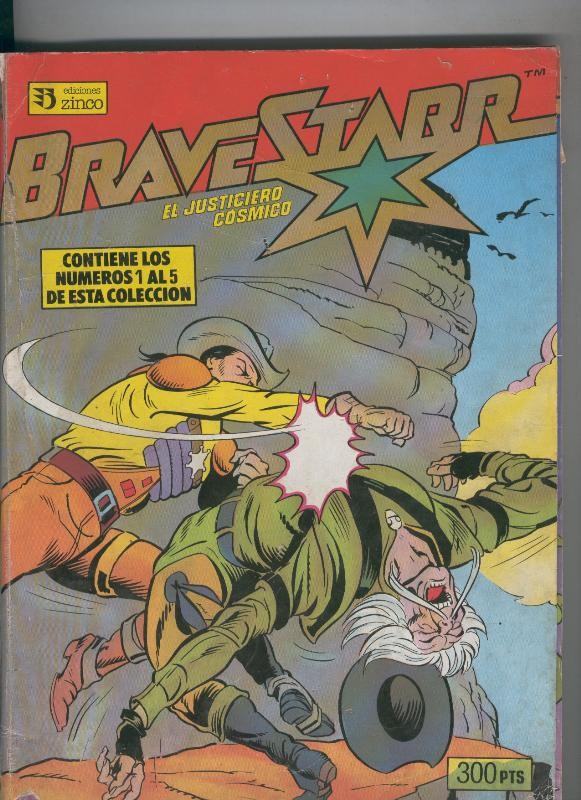 Brave Starr retapado 1 al 5 (cubierta rajada lateral lomo superior)