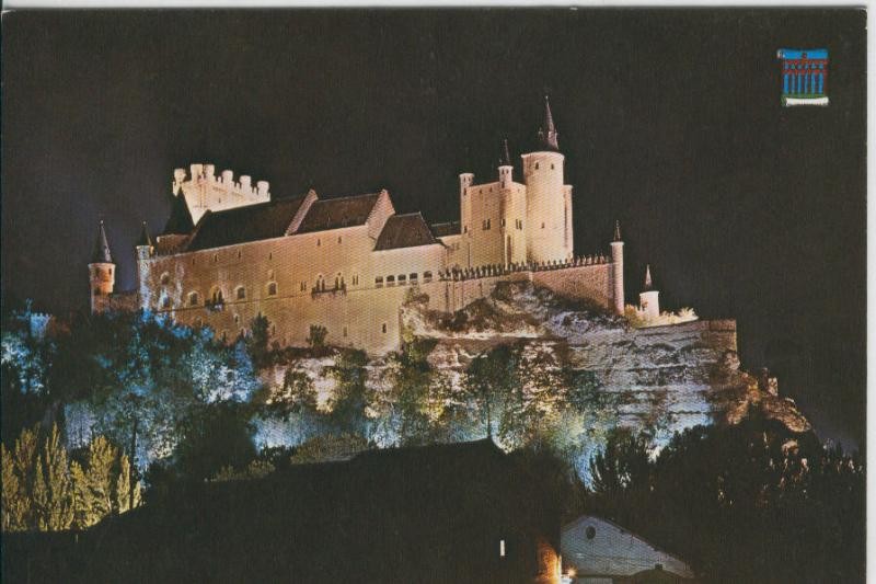 Postal 08060 : Vista nocturna de El Alcazar de Segovia