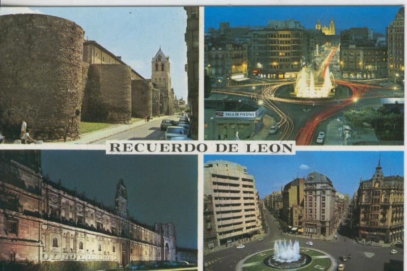 Postal 08077 : Leon, vistas varias