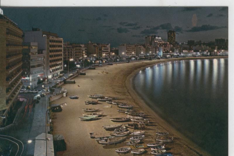 Postal 08128 :  Gran Canaria, vista nocturna Playa de las Canteras