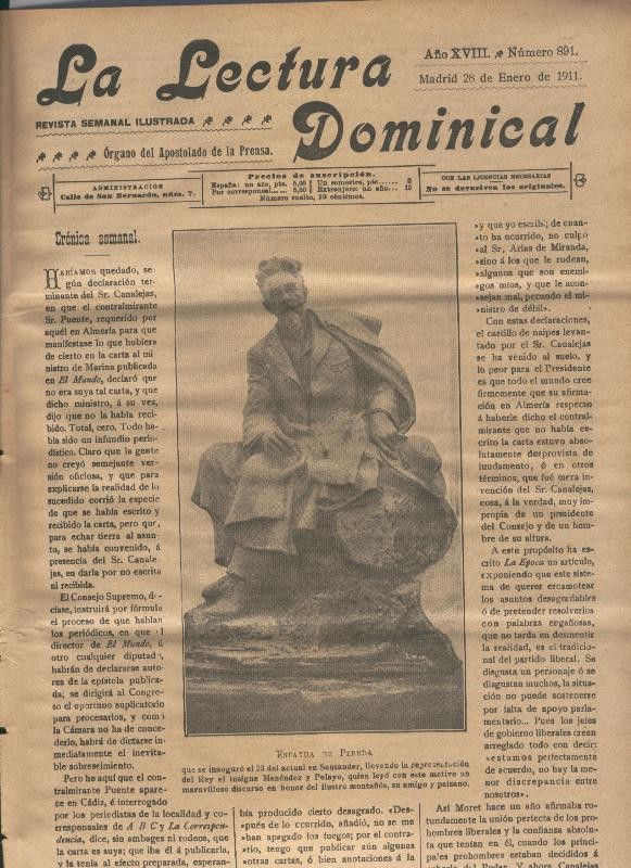 La lectura dominical numero 891 del 28.1.1911