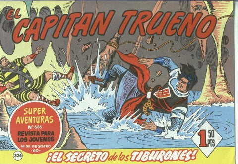 El Capitan trueno facsimil numero 324: El secreto de los tiburones