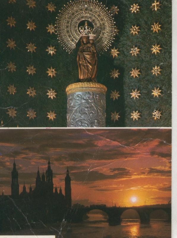 Postal 008382: La Pilarica y atardecer en el Ebro