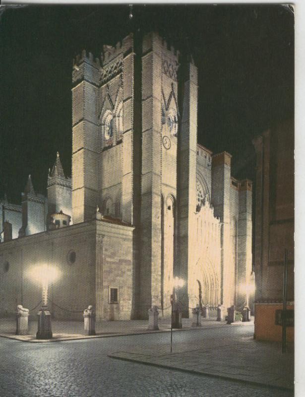 Postal 008783: Vista nocturna de la catedral de Avila