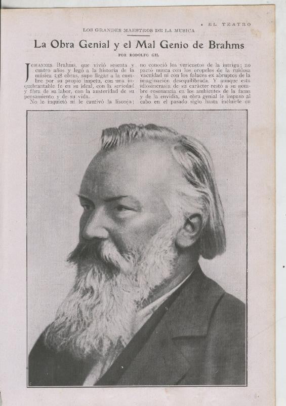Blanco y negro numero ?: La obra genial y el mal genio de Brahms por Rodolgo Gil