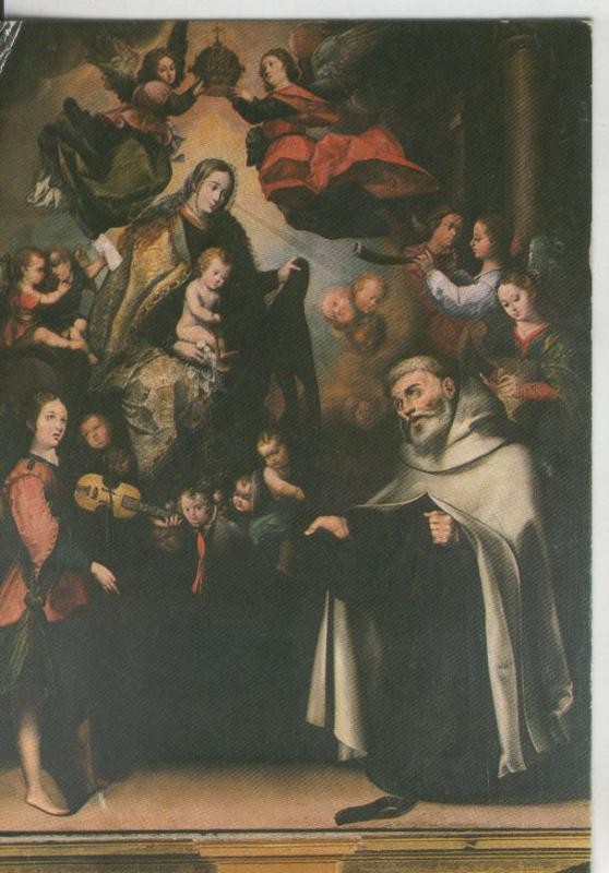 Postal 009025: La Virgen entregando escapulario a San Simon