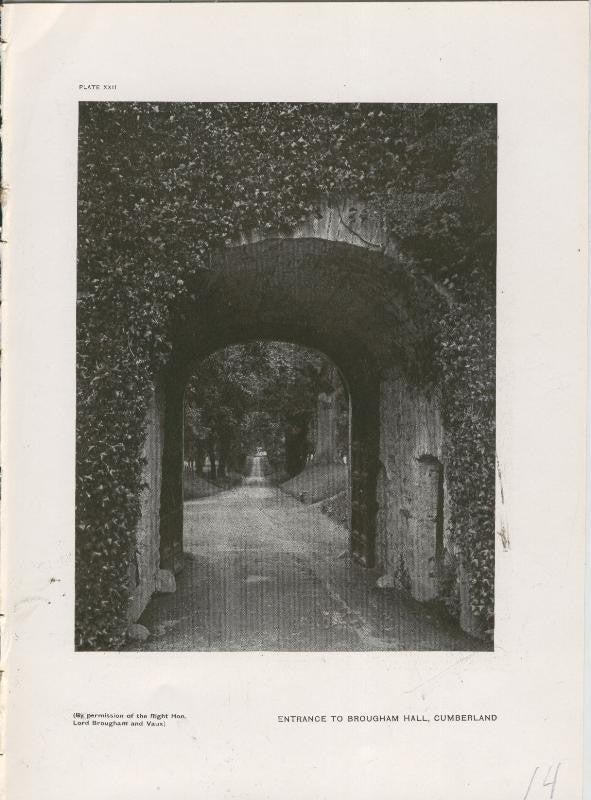 Jardines ingleses lamina 14: Entrance to Brougham Hall, Cumberland