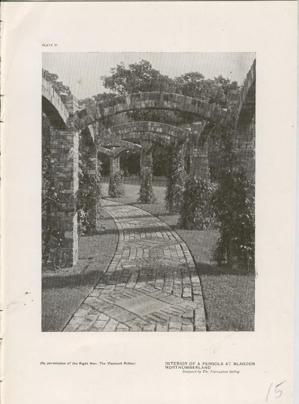 Jardines ingleses lamina 15: Interior of a Pergola at Blagdon Northumberland