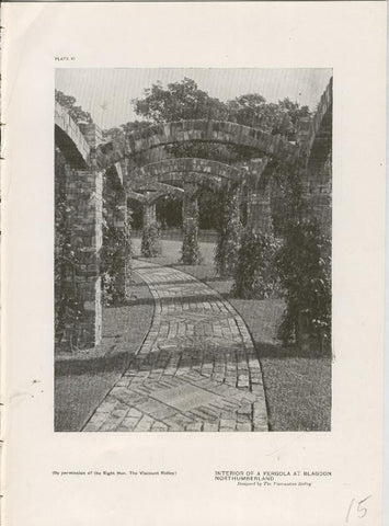 Jardines ingleses lamina 15: Interior of a Pergola at Blagdon Northumberland