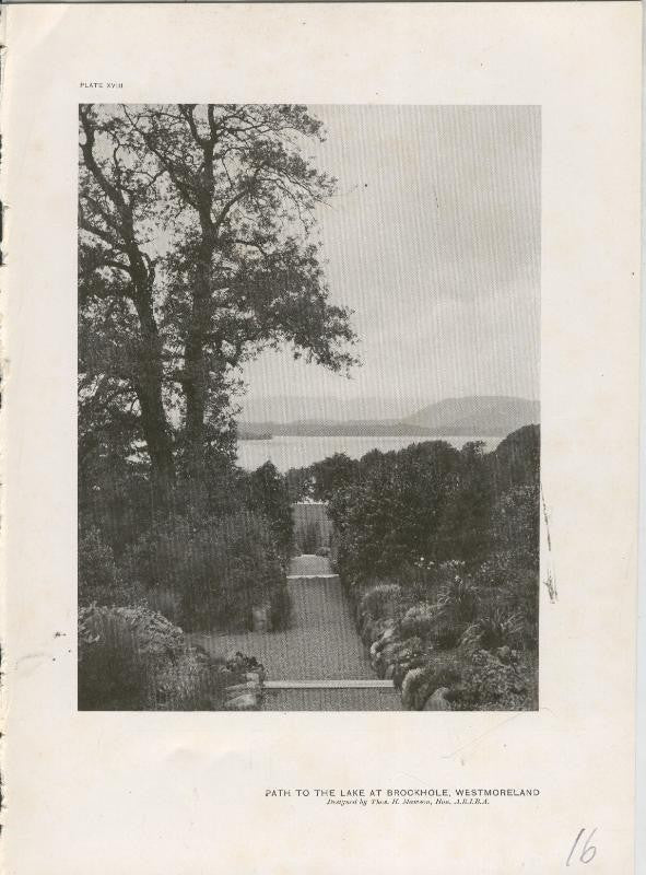 Jardines ingleses lamina 16: Path to the Lake at Brockhole, Westmoreland