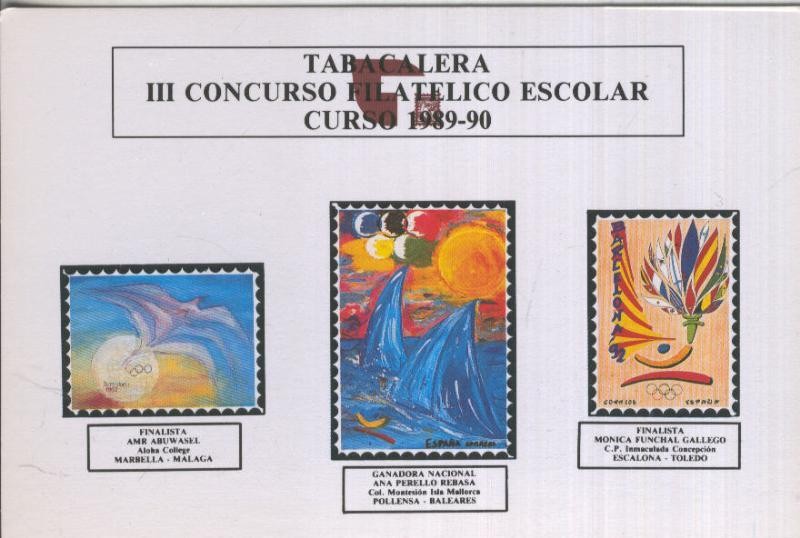Postal 006077 : Publicitaria III concurso filatelico escolar curso 1989-90