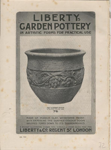 Jardines ingleses lamina 72: Libertys Garden Pottery, propaganda comercial