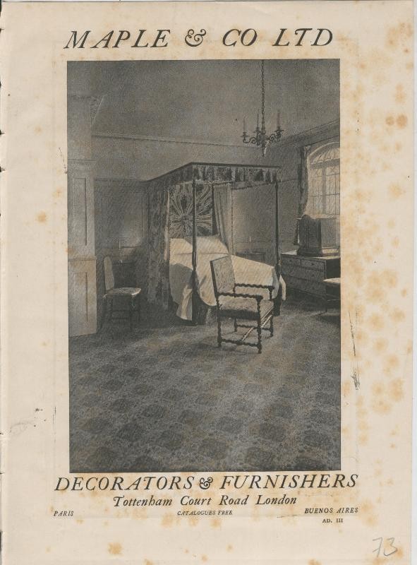Jardines ingleses lamina 73: Maples & Co Ltd, Decoratos Furnishers, propaganda comercial