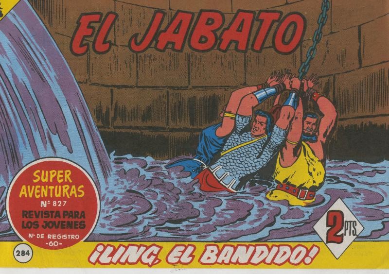 El Jabato facsimil numero 284: Ling, el bandido (interior cubierta propaganda barcos Capitan Trueno)