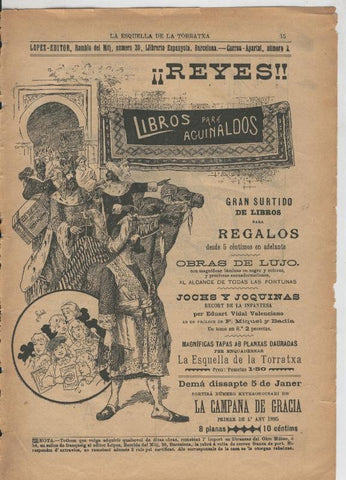 La esquella de la Torratxa pagina suelta propaganda de reyes, año 1895