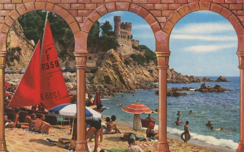 Postal 009181: Playa y Castillo de Lloret de Mar, Costa Brava