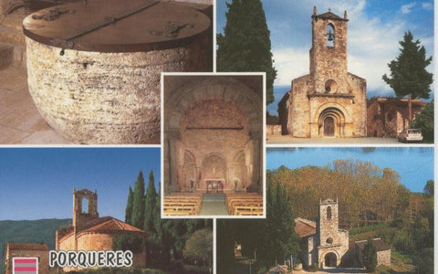Postal 009192: Vistas varias de la Iglesia Romanica de Porqueres, Girona