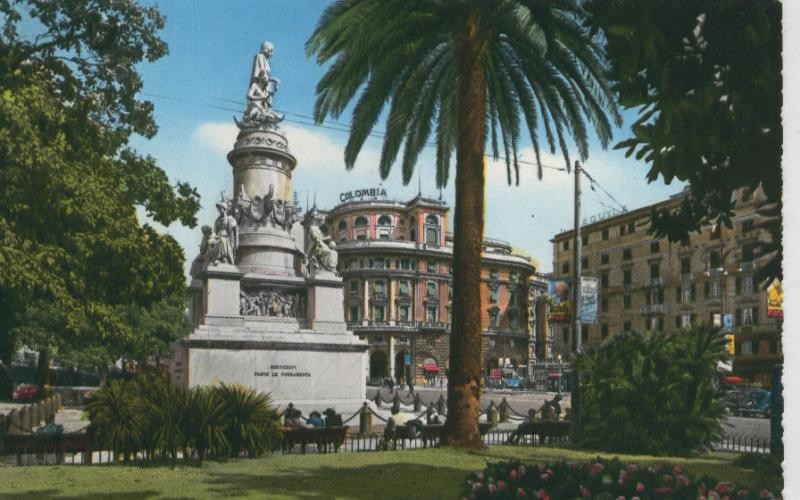 Postal 009212: Plaza Acquaverde y monumento a Colon en Genova, Italia