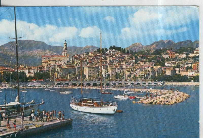 Postal 010056: Costa Azul: Menton: Port y vista villa