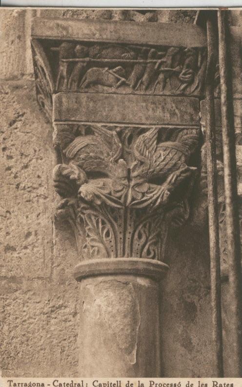 Postal 010167: Tarragona: capitel procesion de les rates al claustre catedral