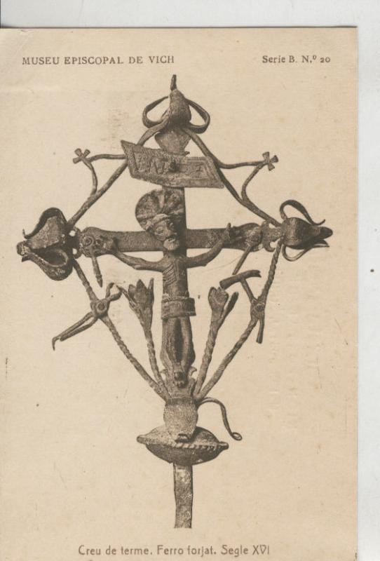 Postal 010201: Vich: museu episcopal:  cre de terme, ferro forjat